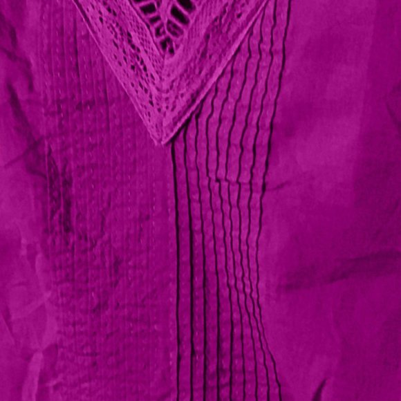 Farm Rio Purple Puff Sleeve Blouse Embroidered Lace Bib - Picture 6 of 13